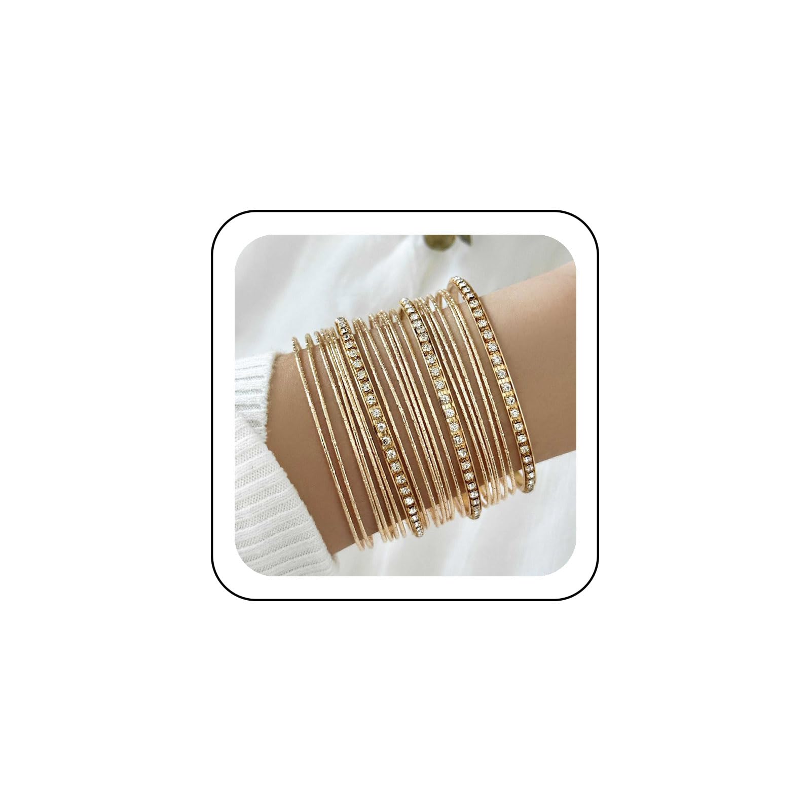 Zeshimb Gold Bangle Bracelet Set Thin Circle Bangle